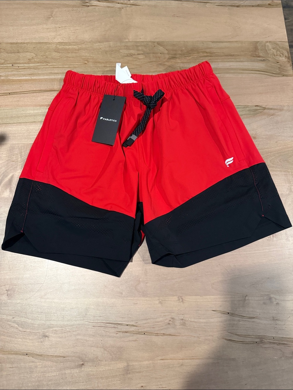 Fabletics Red and Black Performance Training Shorts